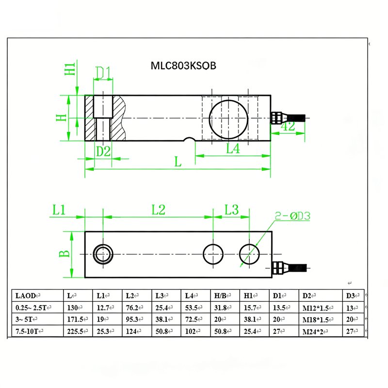 MLC803K-SQB Shear Beam Load Cell MLC803K-SQB Shear Beam Load Cell