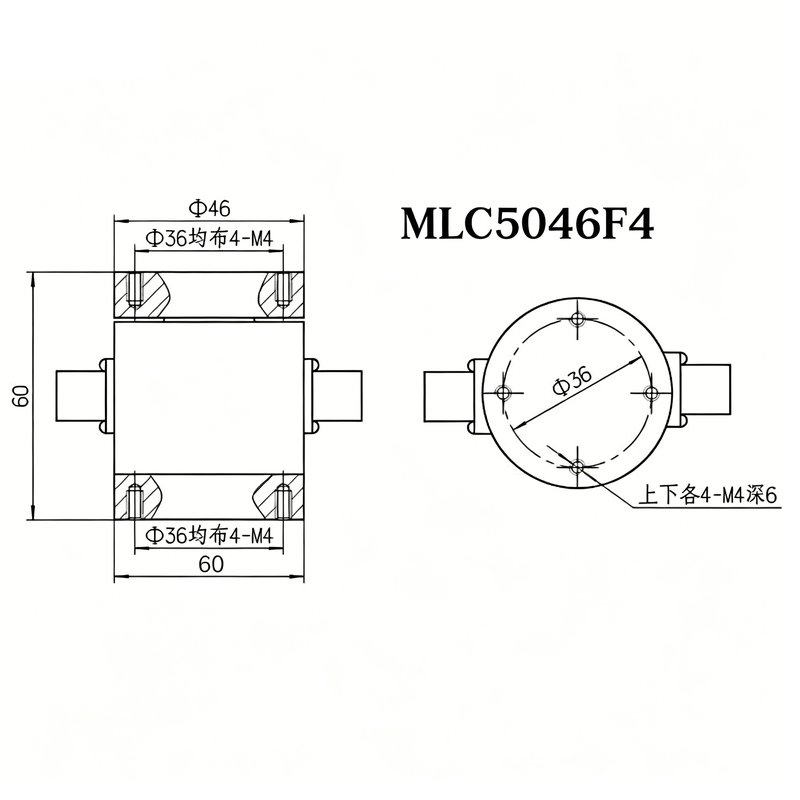 MLC5046F4 Cylindrical Four-component Force Sensor FxFyFzMz MLC5046F4 Cylindrical Four-component Force Sensor FxFyFzMz